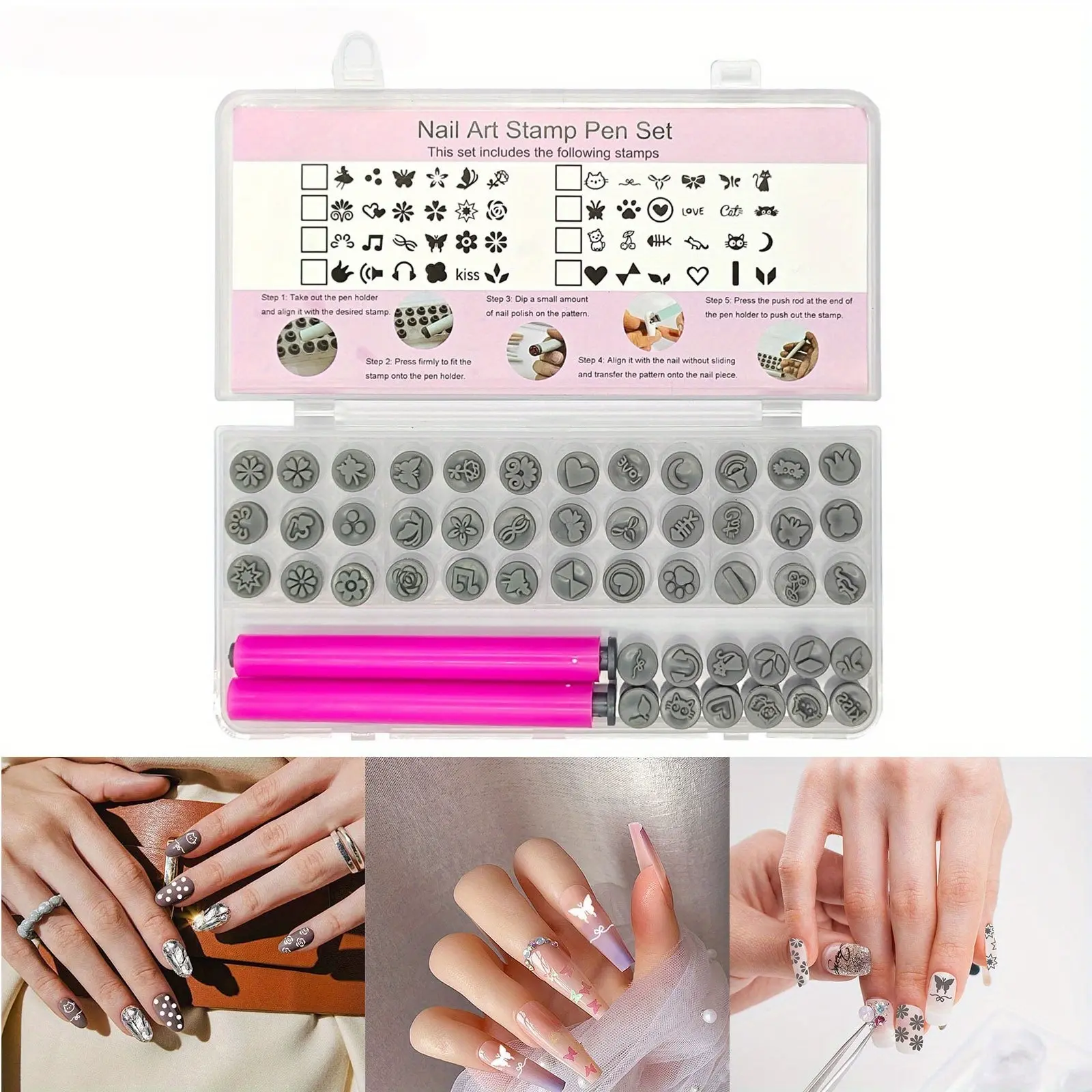 48-Piece Nail Art Stamping Pens Set, Reusable DIY Manicure Tools with Floral Geometric Animal Patterns, Nail Stamps, Nail Art Accessories, Nail Art Equipment, Nail Design, Flower Design Nails, Perfect Gift for Women