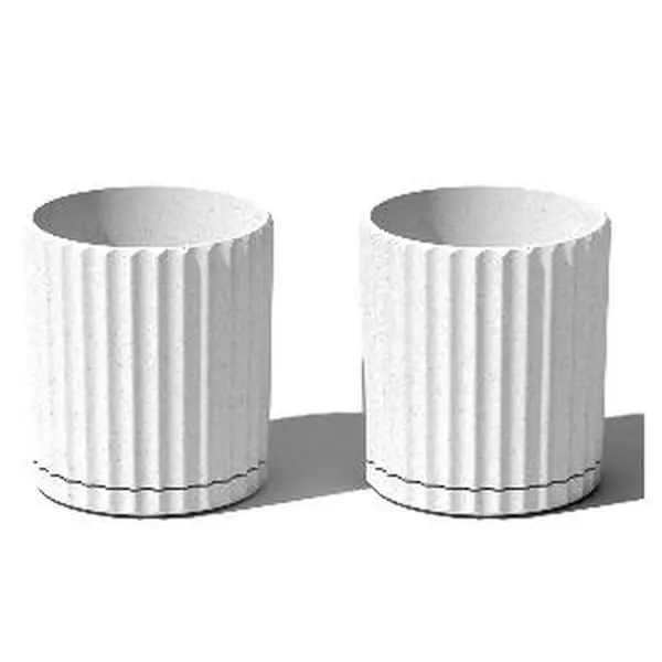 Veradek Demi Series Demi 6" Planter w/Tray - White, 2 Pack
