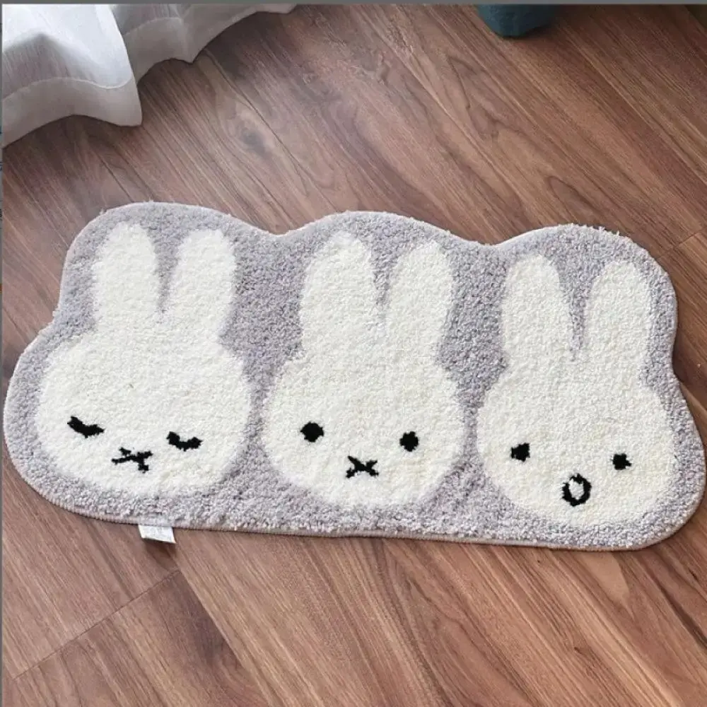 Kawaii Miffy Rabbit Carpet Thickened Bathroom Door Absorbent Floor Mat Thick and Machine Washable Faux Cashmere Carpet