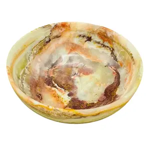 Banded Green Onyx Bowl, Crystal Bowl, Decorative & Serving Bowl, Detergent Safe and Easy to Clean, 3" Diameter