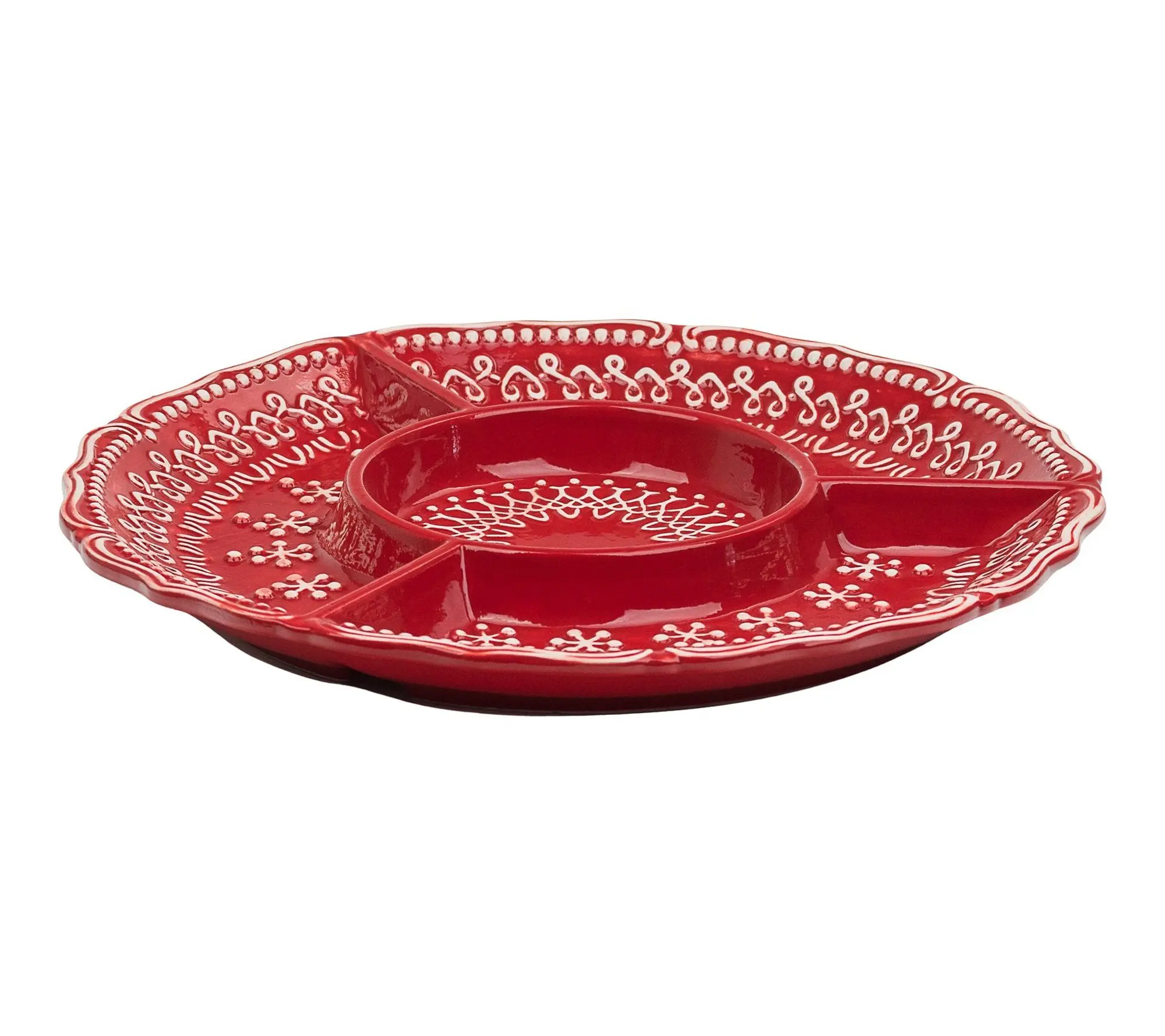 10 Strawberry Street Yuletide Stitch 4-Section Platter 10 Strawberry Street Yuletide Stitch 4-Section Platter