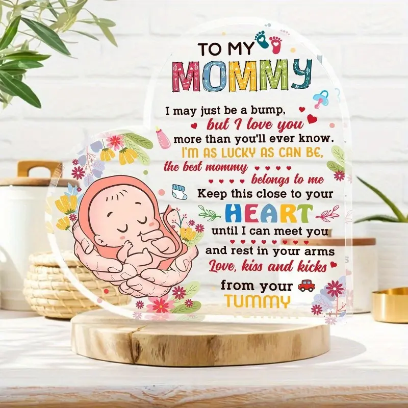 New Mom Gifts - Acrylic Sign Decor for Mom-to-Be, First-Time Mom, or After Birth - Perfect for Mother’s Day, Gender Reveal, Christmas Baby Showers
