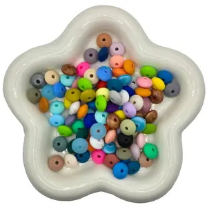 Silicone Lentil Spacers 12mm Colorful DIY Jewelry Making Beads 100 Count for Tassel Charms & Keychain Accessories Versatile Durable Beadwork Kit Components Beads Set for Galaxy Beads and Charms