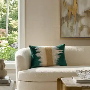 Emerald and Gold Holiday Pillow