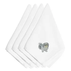 212 MAIN Shih Tzu Embroidered Napkins - Set of 4, Flat Dry Kitchenware Tableware