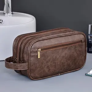 Men's toiletry bag, sports business travel PU leather toiletry bag, casual men's handbag