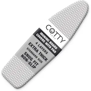 Extra Thick Ironing Board Covers with Pad Standard Size 15x54, Heat Reflective Full Scorch Resistant Padding, Snug Fit Non-Slip Nose Pocket Fastener Straps Elastic Edges, Gray Spotted