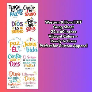 Christian Spanish DTF Gang Sheet 22x60 – Ready to Press | Faith Designs
