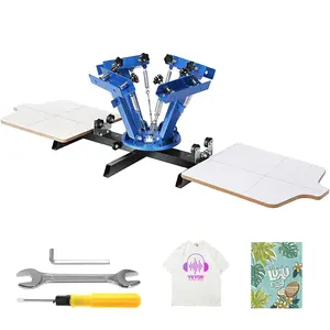 【Father's Day】VEVOR Screen Printing Machine, 4 Color 2 Station, 360° Rotable Silk Screen Printing Press, 21.2 x 17.7in / 54 x 45cm Screen Printing Press, Dual-layer Positioning Pallet for DIY T-shirt Printing