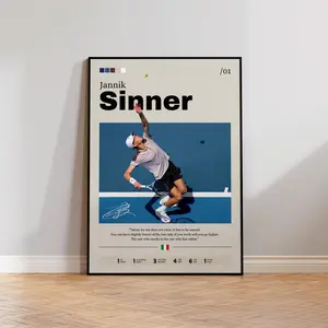Jannik Sinner Tennis Star Unframed Art Print Photo - Fade-Proof Poster, Wall Decor, Sinner Fan Gift