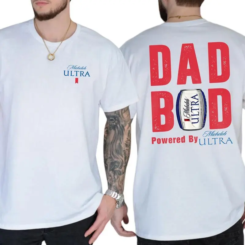 Dad Bod Powered By Michelob Ultra T-shirt Sweatshirt Hoodie, Beer Drinking Graphic Tee Shirts For Daddy