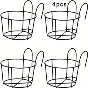 4pcs Stylish Round Metal Hanging Planters, Ideal for Balcony, Garden & Indoor Decor, Durable Design for Plants, Enhance Your Space