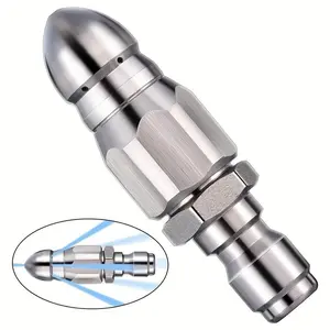 Stainless Steel High-pressure Sewer Pipe Unblocking Nozzle, Quick-connect 1/4 Pipe Cleaning Rotating Nozzle, High-pressure Sewer Pipe Cleaning Tool Accessories, Sewer Jetter Nozzles