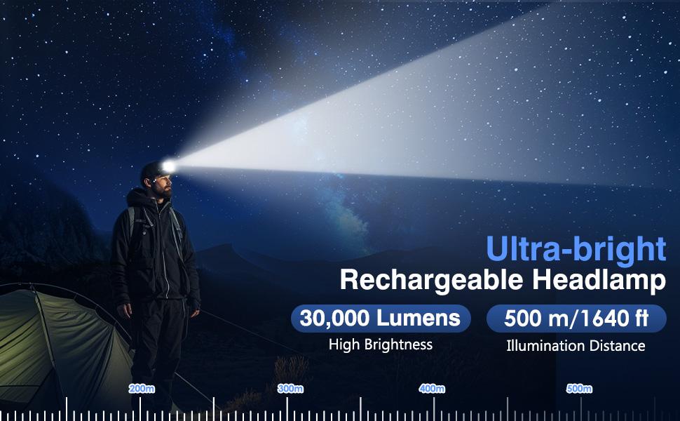 MoKo Rechargeable Headlamp, 3-in-1 2500 High Lumens Head Lamp with 9 LED, 13 Modes IP44 Waterproof LED Headlamp with 3 Color Temps, Running Headlight for Camping, Cycling, Hiking, Fishing, Black Adjustable Flashlight Portable Flashlight