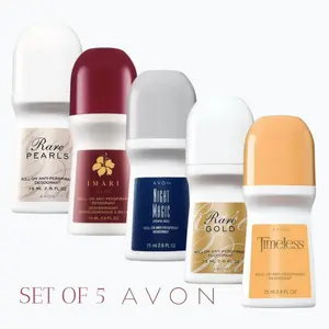 Avon Roll-On Antiperspirant Deodorant Set - Timeless, Rare Gold, Imari, Night Magic & Rear Pearls - 24-Hour Protection - 75ml Each - 5-Piece Collection