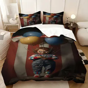 3-Piece Chucky Themed Bedding Set (1 Duvet Cover + 2 Pillowcases), Lightweight Soft All-Season Bedding, No Comforter, Ideal for Bedroom, Home & Dorm Decor Gift