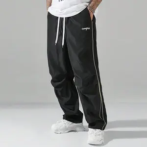 High Street Wide Leg Sports Pants Men's Side Stripe Straight Casual Pants Trendy Brand Drape Quick-Dry Trousers