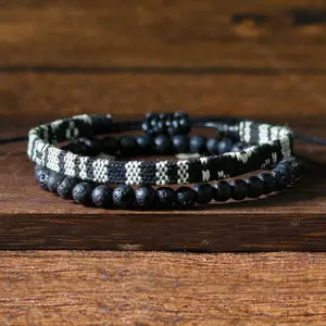 Natural Lava Stone Bracelet Set - Handmade Adjustable Gemstone Crystal Wrap Bracelet - Healing Bracelet for Eliminate Negative Energy