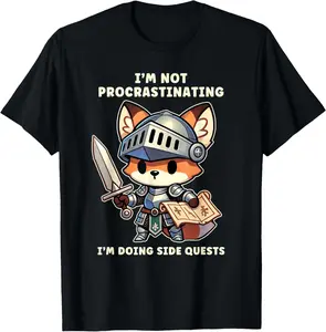 100% Cotton I'm Not Procrastinating I'm Doing Side Quests Gamer T-Shirt