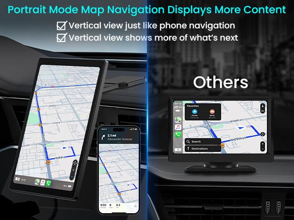 8” Wireless Apple CarPlay Screen for Car with Android Auto & 1080P Backup Camera, Rotatable Touchscreen Car Stereo, Vertical & Horizontal Mode, Bluetooth, GPS Navigation, Mirror Link
