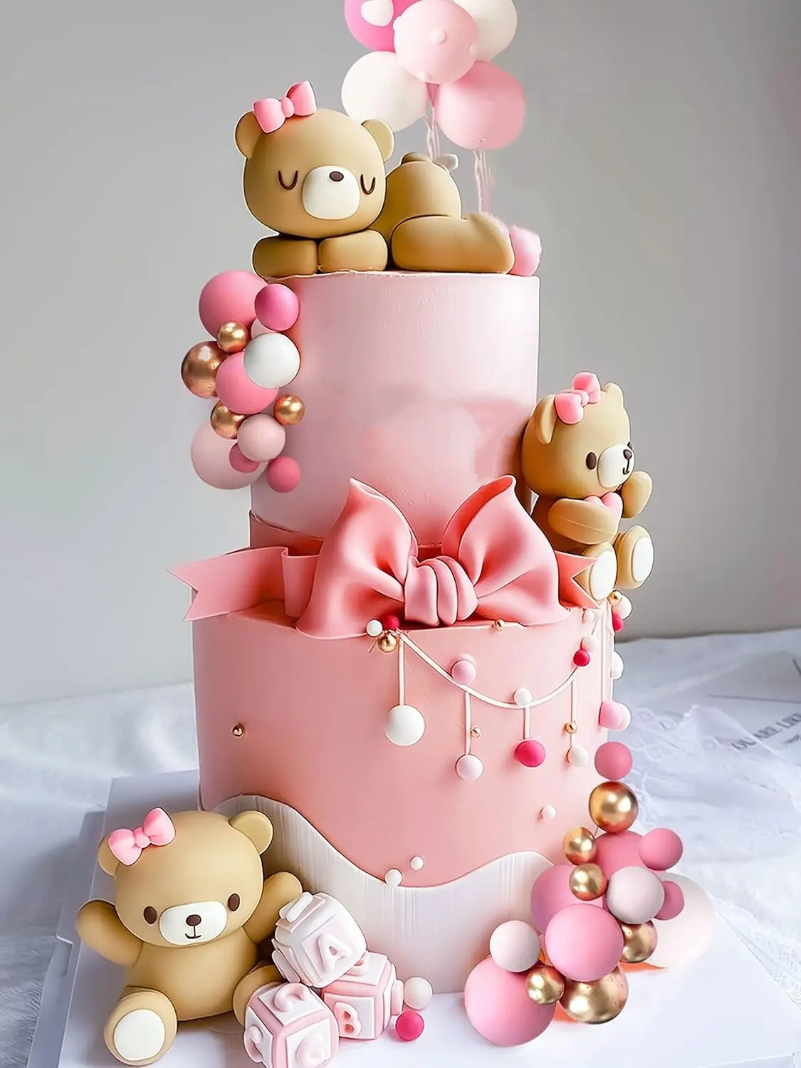 Luxury Big Teddy Bear Cake Decoration Teddy Bear Baby Shower Decoration Teddy Bear Birthday Cake Decoration Baby Shower Cake Decoration Baby Cake Decoration Balloon Set Ornaments Wedding Cake Topper