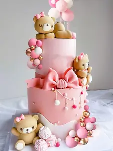 LaVenty cake shed cake topper gender reveal Luxury Big Teddy Bear Cake Decoration Teddy Bear Baby Shower Decoration Teddy Bear Birthday Cake Decoration Baby Shower Cake Decoration Baby Cake Decoration Balloon Set Ornaments