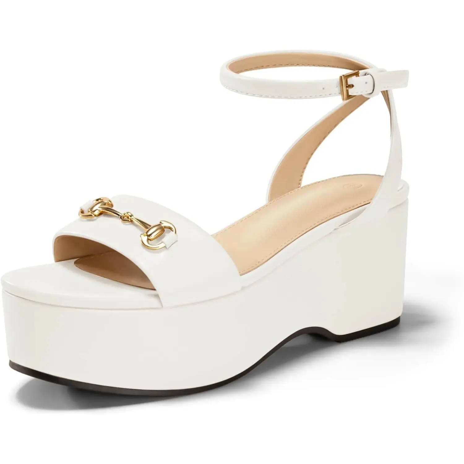 Coutgo Women's Platform Wedge Sandals, Elegant Chunky High Heels with an Open Toe and Ankle Strap for Dress & Party, Footwear