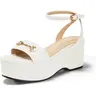 Coutgo Women's Chic Platform Wedge Sandals - Casual High Heel, Espadrille Block Heel, Open Toe, Ankle Strap, Breathable Work-to-Party Footwear for Students