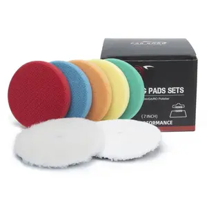 7" Buffing Polishing Pads,7Pcs 7.5 lnch Backing Plate,Compound Buffing Sponge and Woolen Pads, Polishing Pad Kit for  Buffer Compounding,Polish and Wax (7 Inch(180mm))