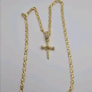 chain with nail-style cross regular chain style gold-plated 18"inches 24"inches available