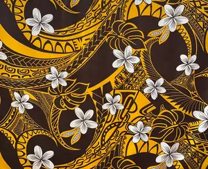 Golden Floral Paradise Tatau Peachskin Fabric | Islands Fabric