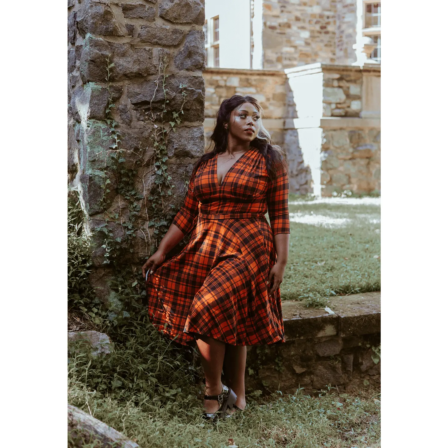 Aurora Wrap Skirt in Pumpkin Plaid