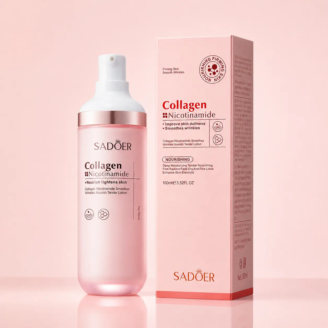 Collagen + Niacinamide Moisturizing Lotion, Lightweight Face Moisturizer for Daily Skincare Routine, Hydrating Skin Prep & Self Care, 100ml