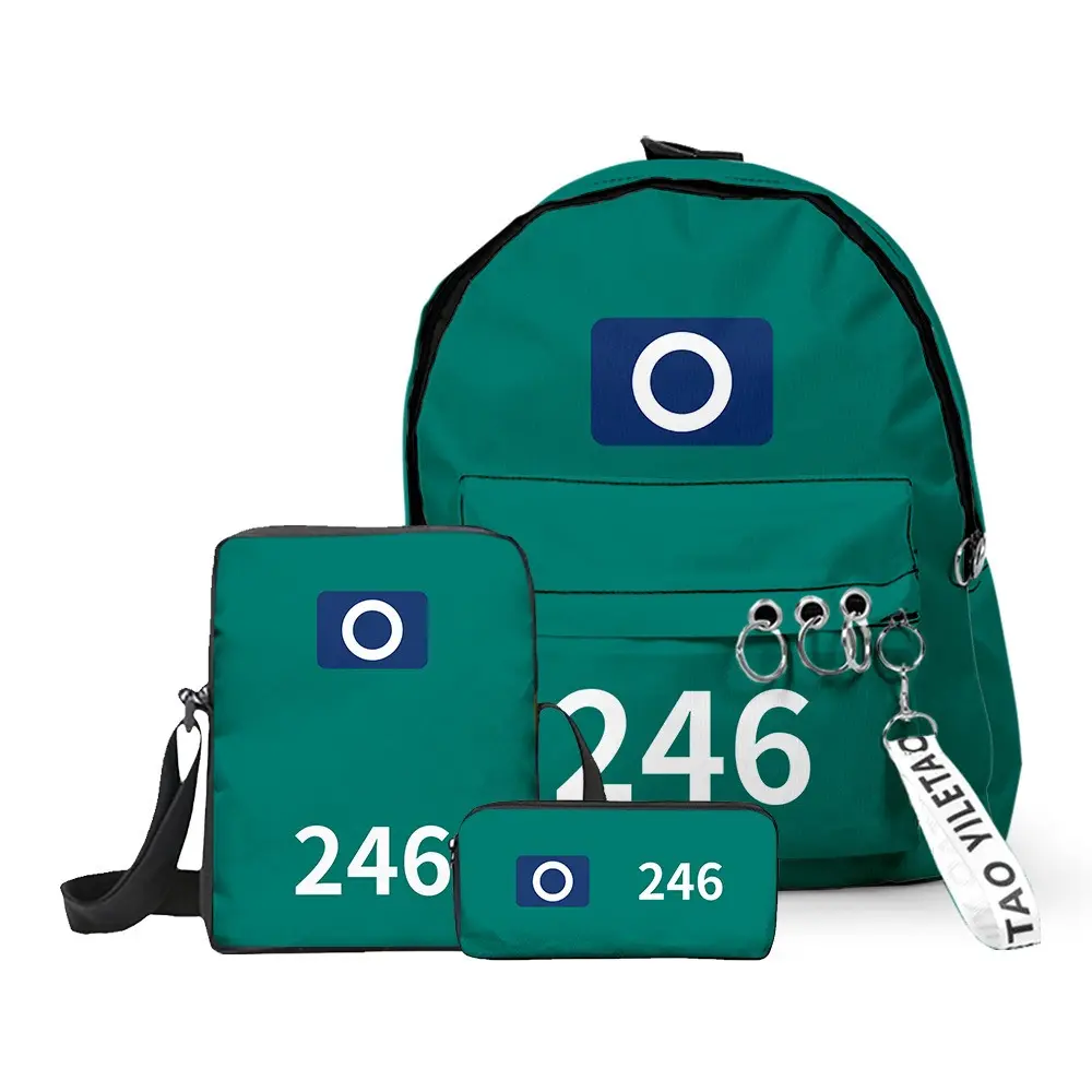 Number Pattern 3 In 1 Backpack Set Laptop Backpack Crossbody Bag Pencil Case Combo