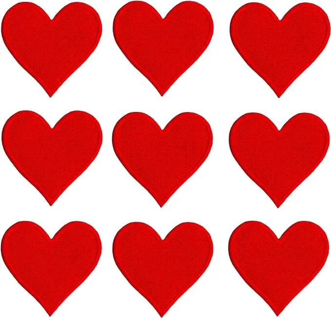 Red Hearts Patches, Embroidered Iron on/Sew on Heart Shape Patches Applique for Clothing, Jackets, Hats, Backpacks, Jeans