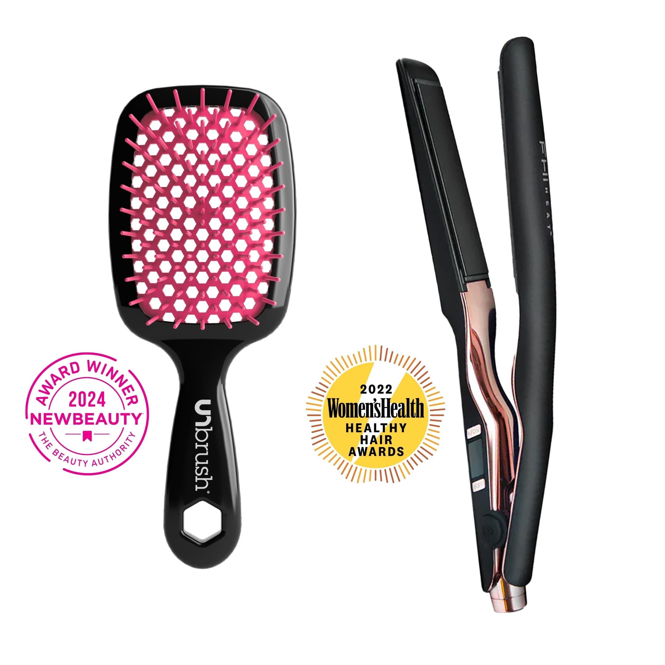 FHI Heat UNbrush Styling Duo: UNbrush Detangling Brush and The Curve Pro Styling Iron Durable Flawless
