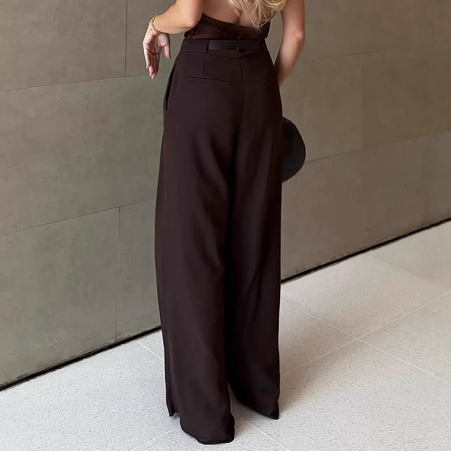 Spring/Summer New 2026 Fashionable and Elegant Commuting Casual Solid Color Women's Loose Curved Pants