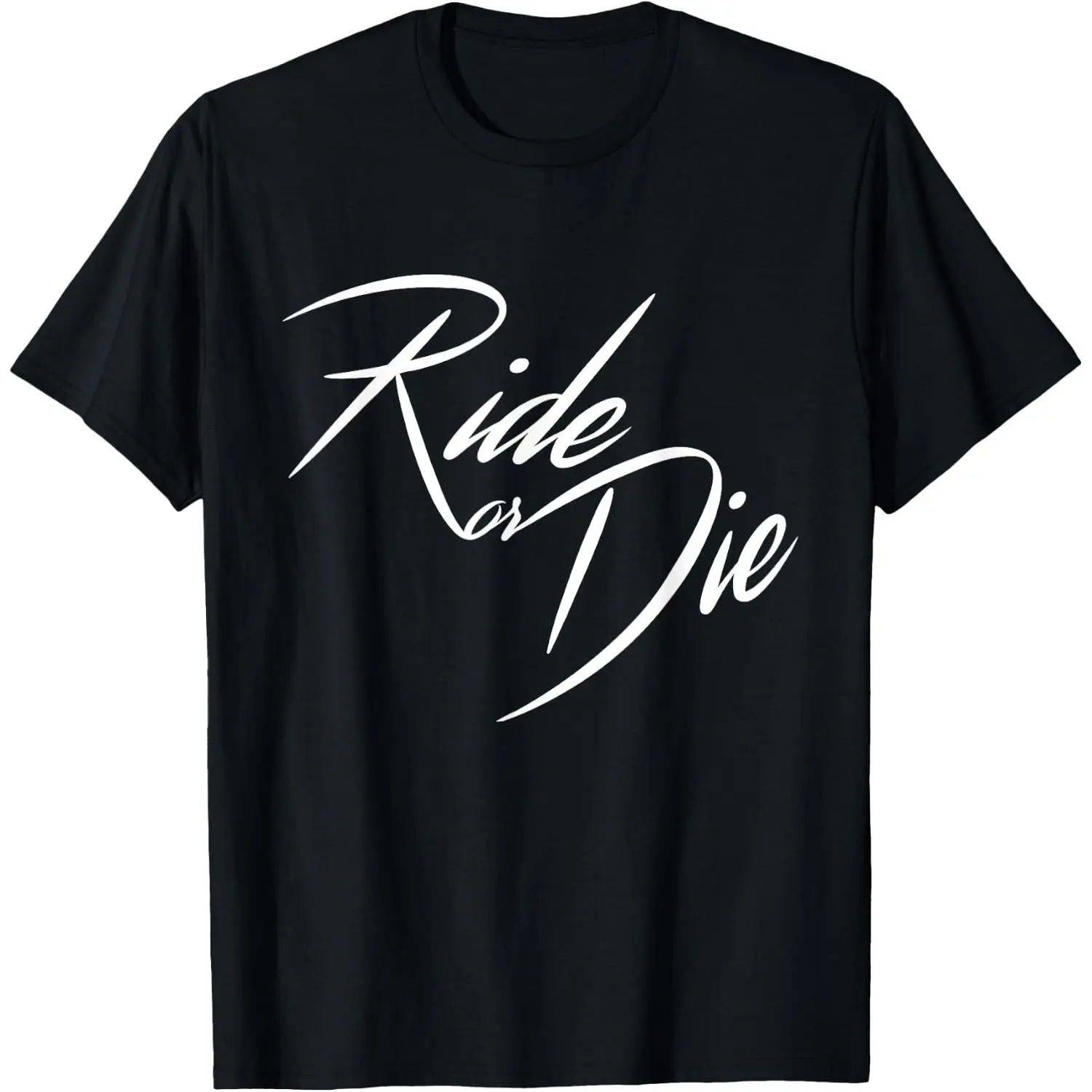 Women's Graphic T-Shirt, Casual Distressed 100% Cotton "Ride or Die" Biker Short Sleeve Round Neck Top for Motorcycle Lovers