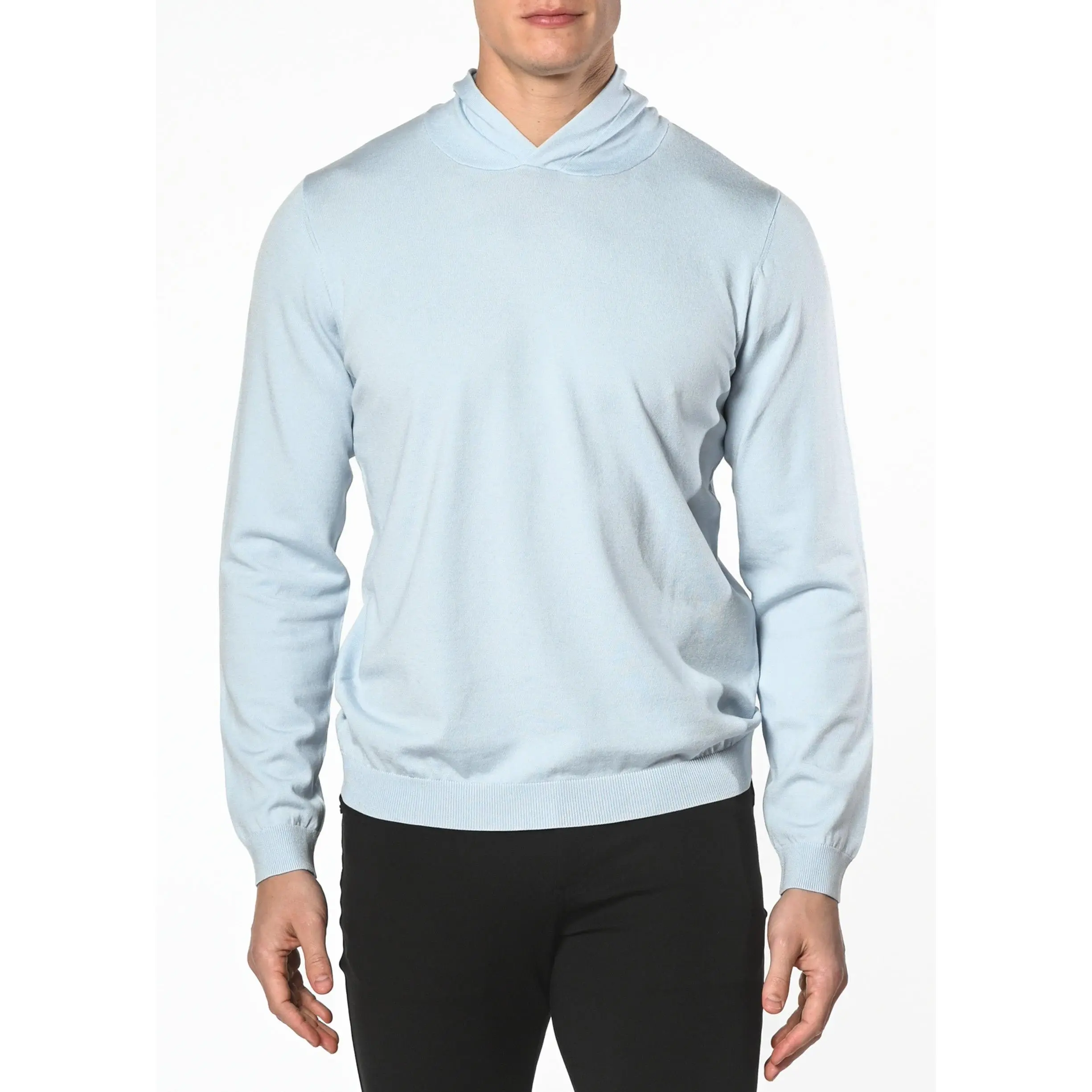 SILVER SKY SOLID SILK/TENCEL KNITTED HOODIE