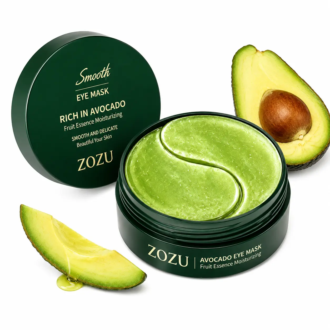 Avocado Hydrating Under-Eye Mask Patches, 60-Piece Set, Soothing Moisturizing Treatment, Targets Dark Circles, Puffy Lids & Bags, Beauty Gift for Women