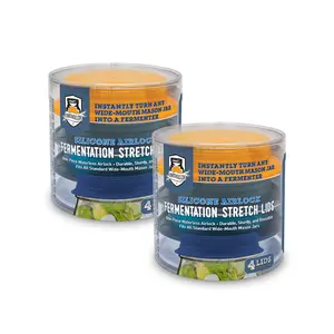 Fermentaholics 2-Pack - Silicone Airlock Fermentation Stretch Lids for Wide-Mouth Mason Jars. Turn Jars into Fermenters. Make Fermented Foods Like Kimchi, Sauerkraut, Pickles, and More.
