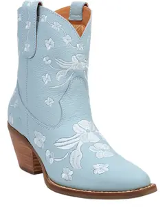 Dingo Women's Women'S Sweetheart Embroidered Booties Round Toe - Di2183-Blue