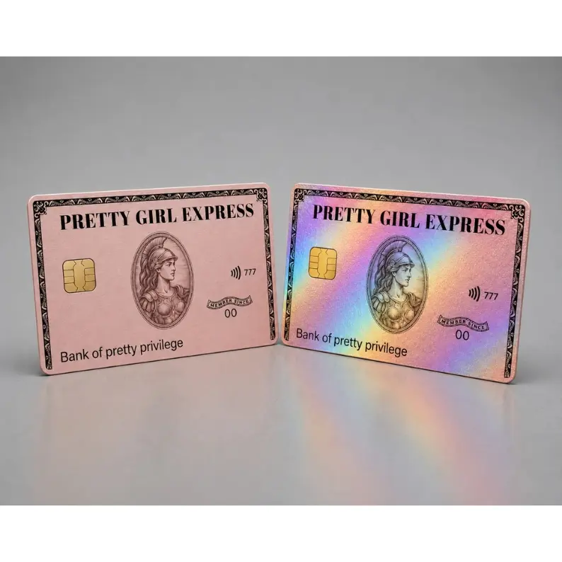 2 PACK Pink Pretty Girl Express Credit Card Skin Funny Debit Card Vinyl Sticker