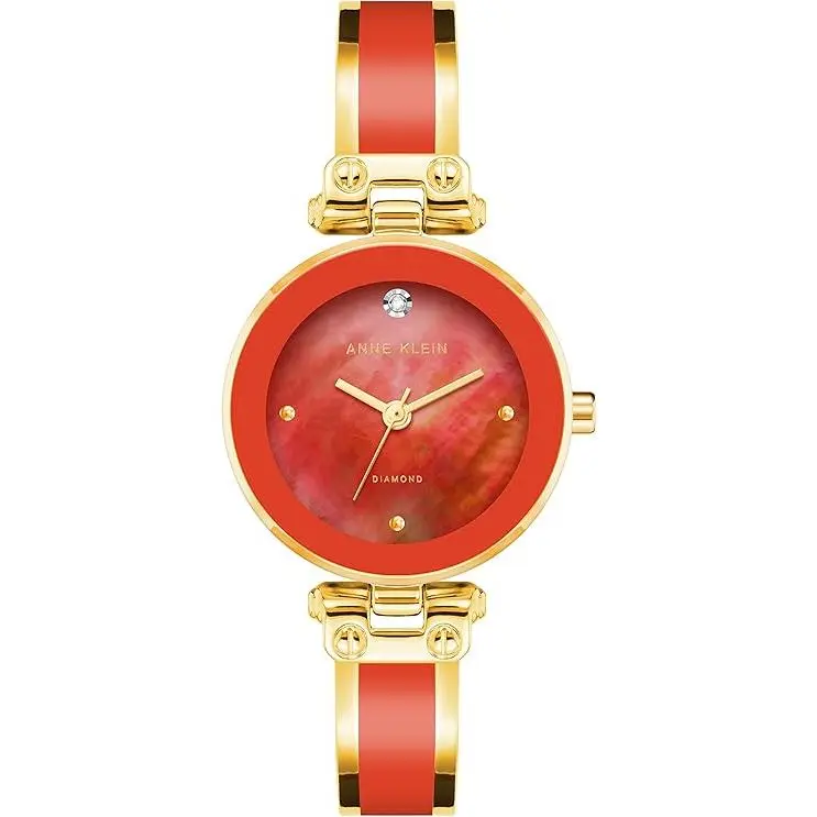 Anne Klein Genuine Diamond Dial Bangle Ladies Watch AK/1980RDGB