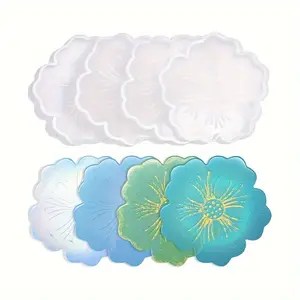 Resin Tray DIY Mold Flower Sakura Shaped Geode Agate Platter Epoxy Molds Coaster Mold, For Fruit Cup, Serving Board And Home Decoration
