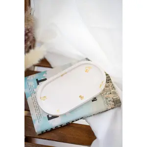 Jewelry Tray - Oval Design with Decorative Jesmonite, Ideal for Baking and Displaying Jewelry and Small Items