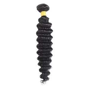 Human hair Bundles Deep Wave 12-30 Inch Natural Black No shedding Tangle Free Glossy Hair bundles