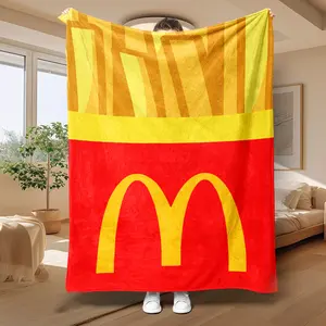 1PC Mcdonald's French Fries Food Themed Blanket, Block Design, Soft & Cozy All-Season Throw, Perfect Gift for Food Lovers