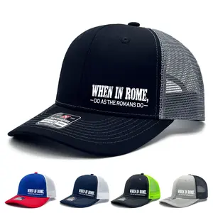 "When in Rome, Do As The Romans Do" Printed Trucker Hat - Breathable Mesh Baseball Cap