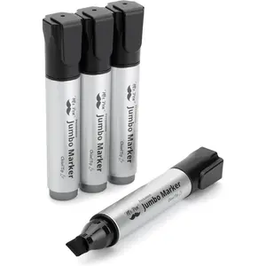 Jumbo Permanent Markers 4 Pack Black Chisel Tip Wide Tip Large Thick Permanent Markers for Canvas Poster Board Fabric Window Glass Wood Waterproof Quick Dry